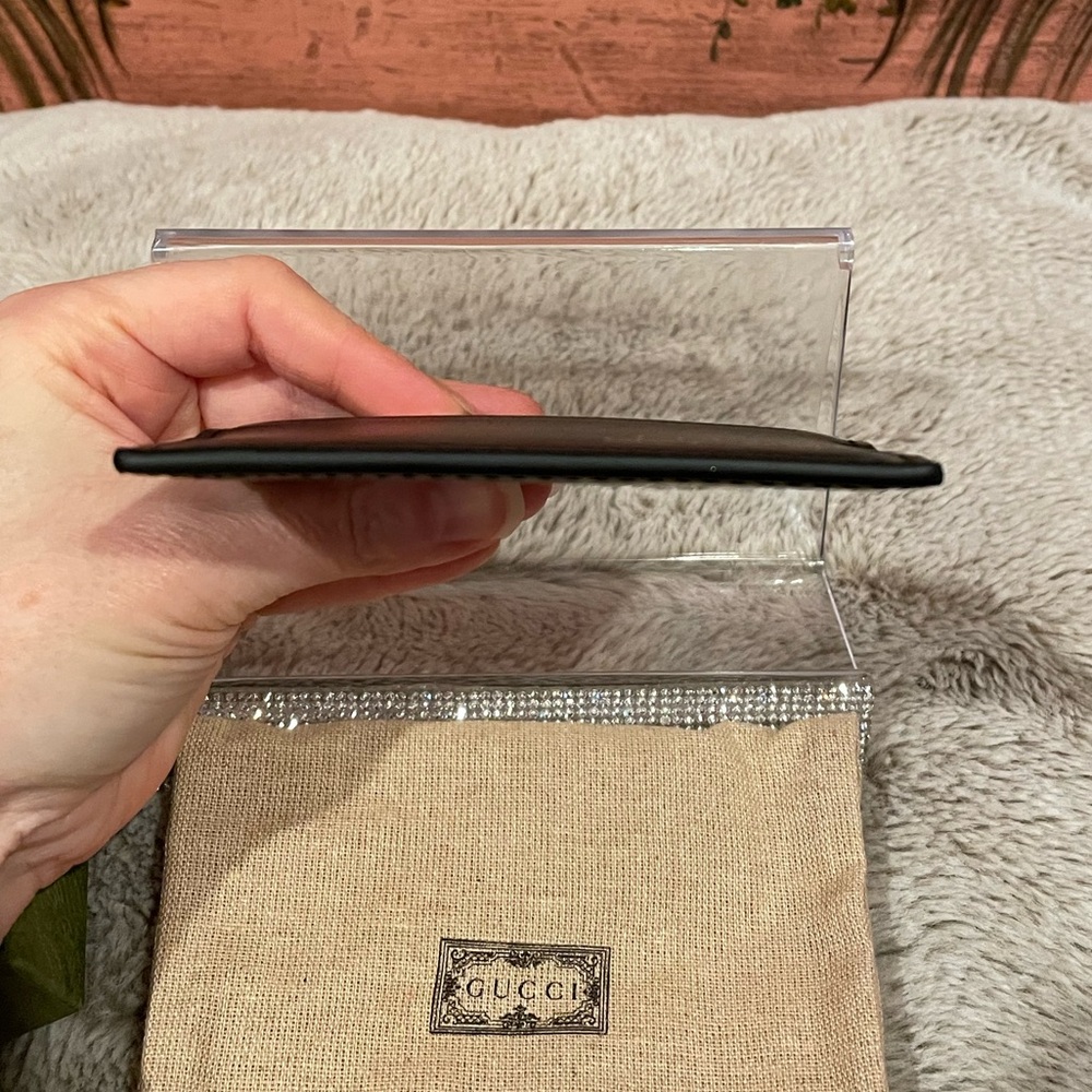 Gucci Plutone Calfskin Black Leather Card Holder with Gold Logo - Full Set - Picture 5 of 8